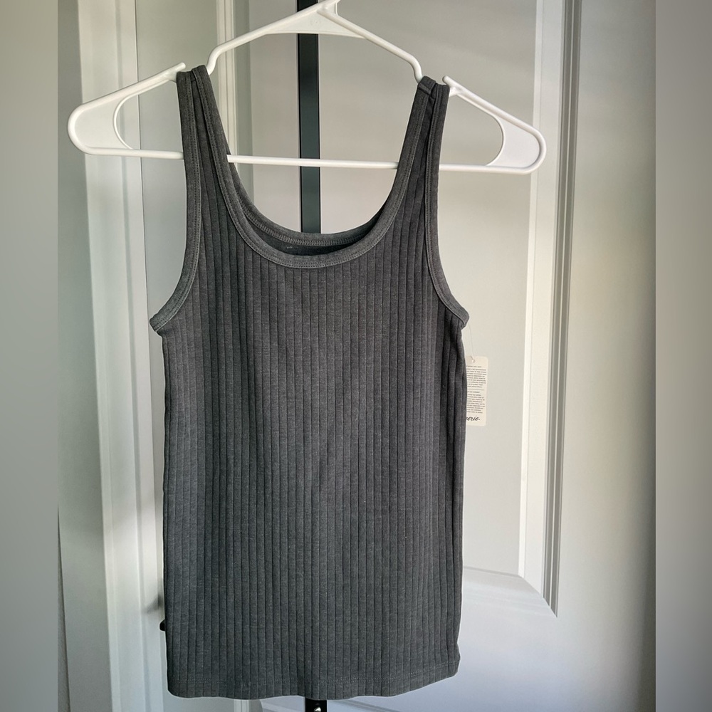 NWT Aerie Ribbed Tank Top In Heather Charcoal